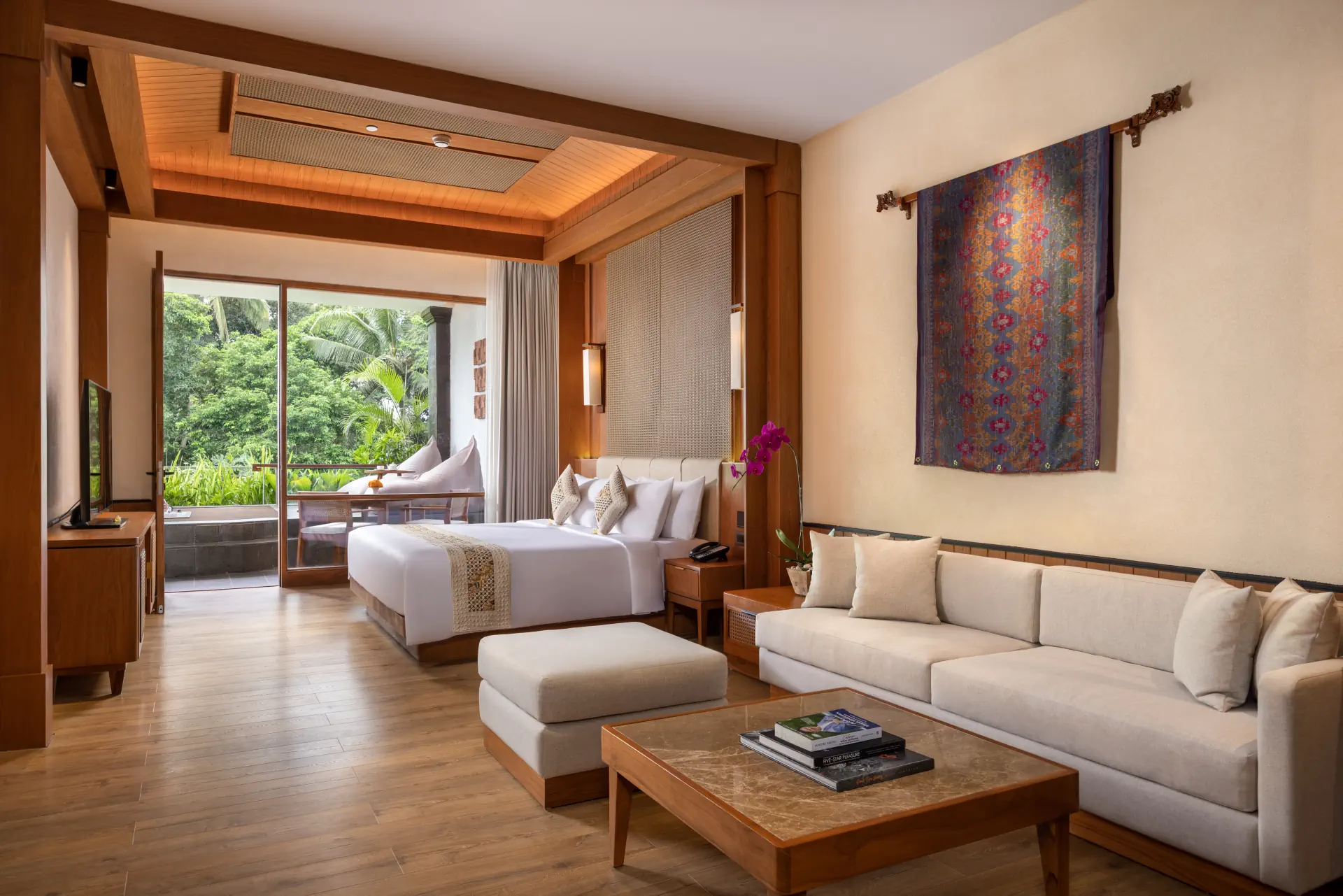 Private jacuzzi with lush Ubud views at Anumana De Suite